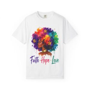 Faith Hope Love Afro Rainbow T-Shirt