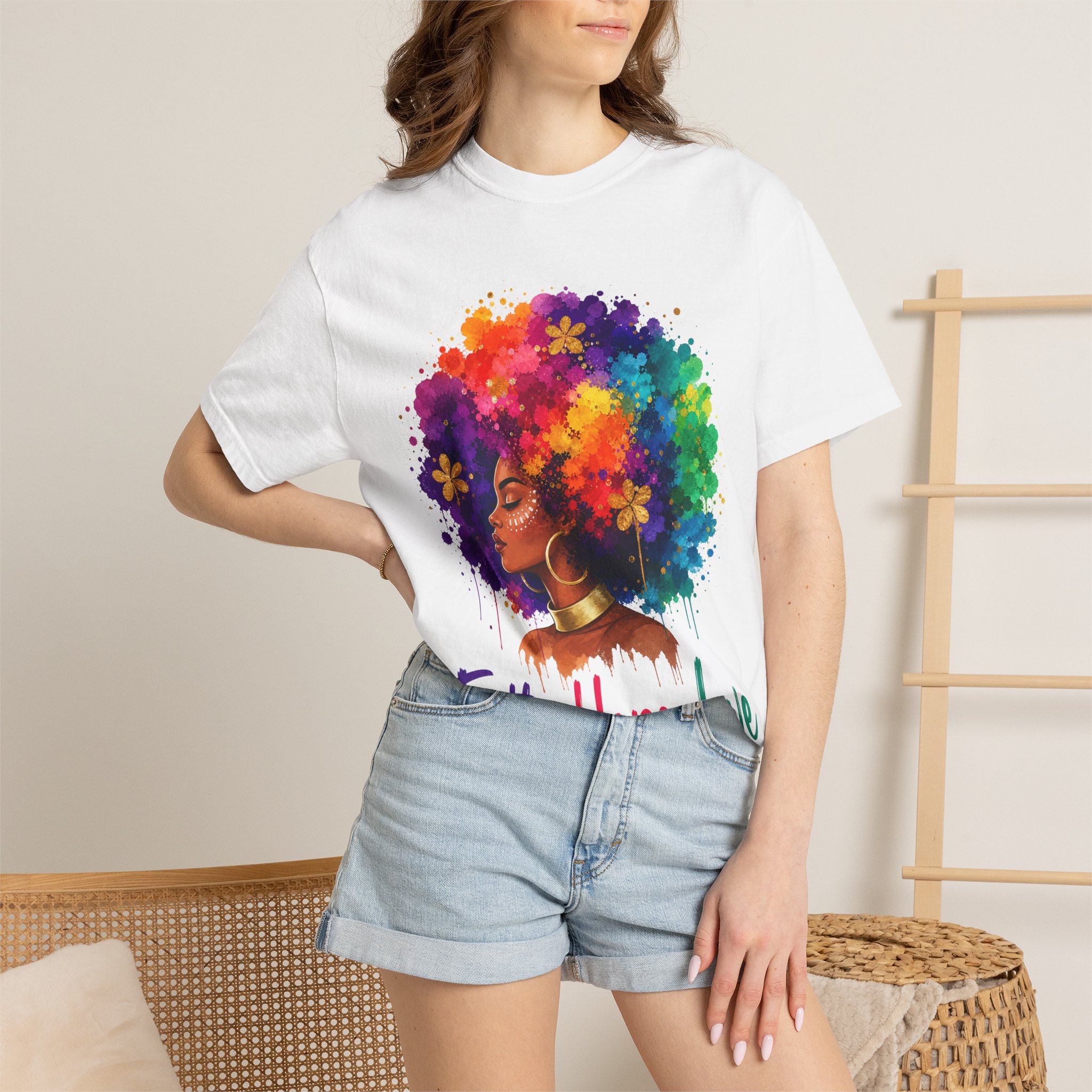 Faith Hope Love Afro Rainbow T-Shirt - Image 4